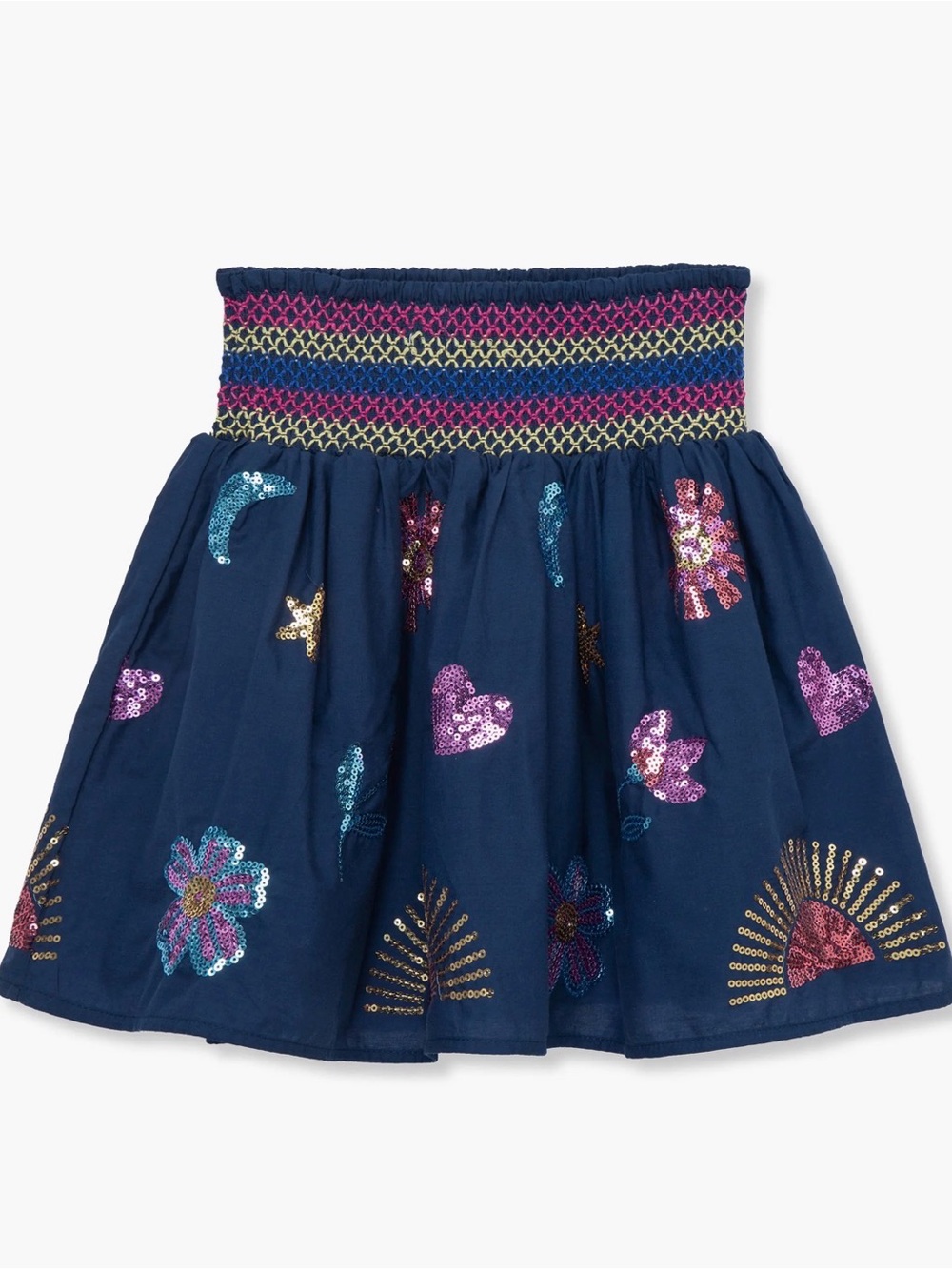Peek Aren't You Curious Girls Kids' Sequin Appliqué Smocked Waist Skirt Size 8